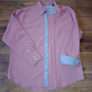 Bugatchi Uomo flip cuff shirt size XL long sleeve micro plaid